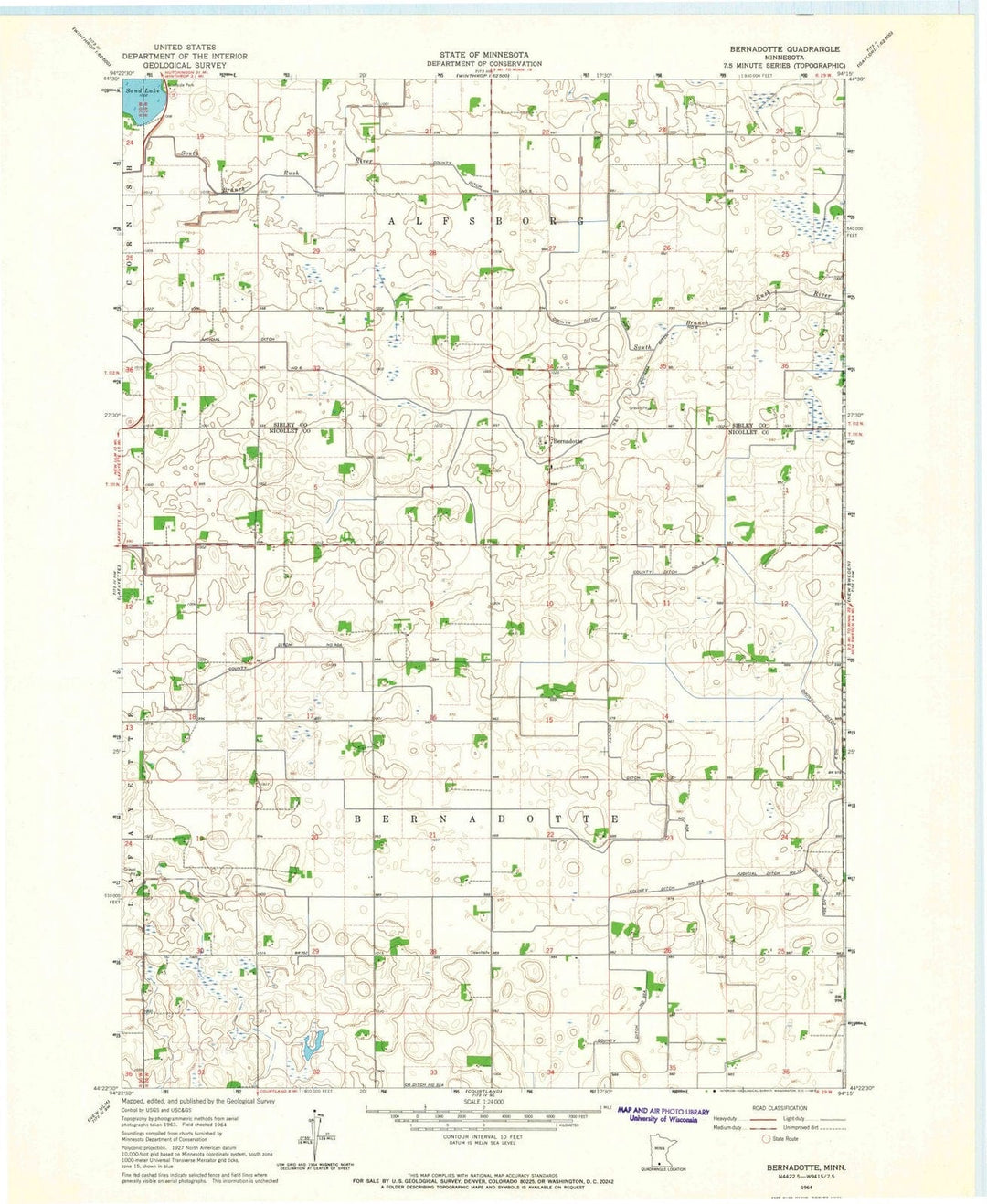 1964 Bernadotte, MN - Minnesota - USGS Topographic Map