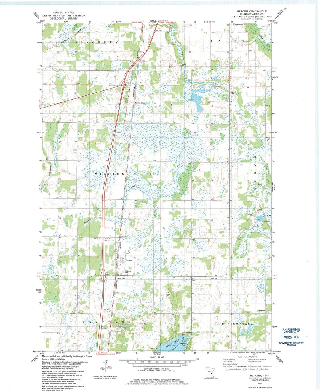 1983 Beroun, MN - Minnesota - USGS Topographic Map