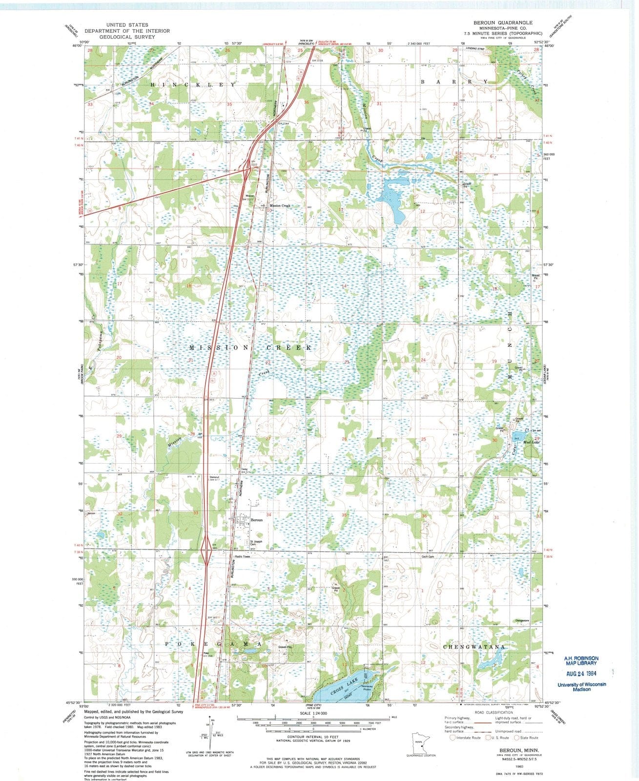 1983 Beroun, MN - Minnesota - USGS Topographic Map