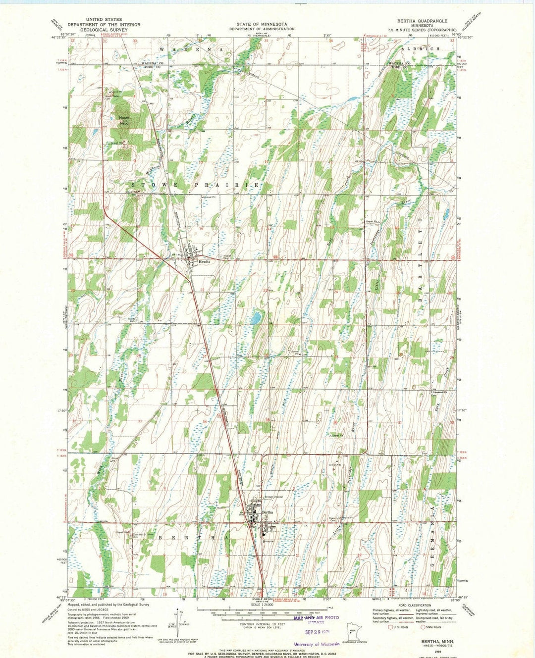 1969 Bertha, MN - Minnesota - USGS Topographic Map