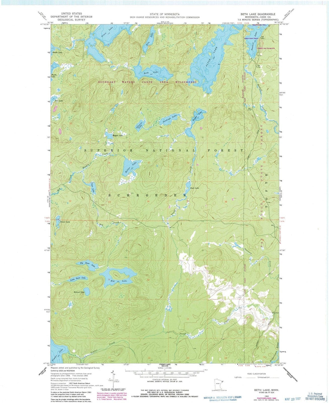 1960 Beth Lake, MN - Minnesota - USGS Topographic Map