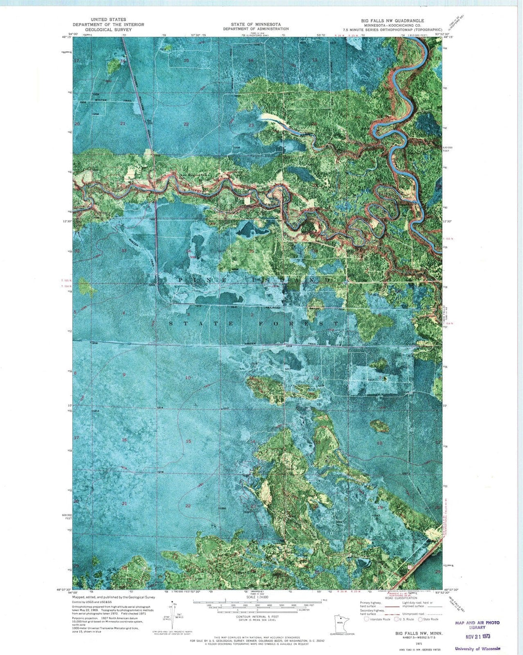 1971 Big Falls, MN - Minnesota - USGS Topographic Map