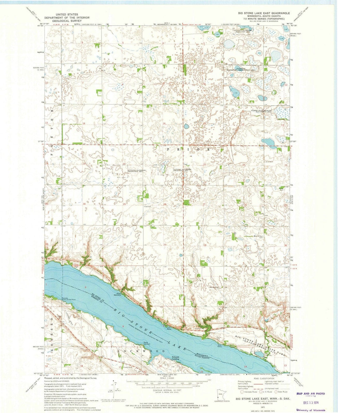 1971 Big Stone Lake East, MN - Minnesota - USGS Topographic Map