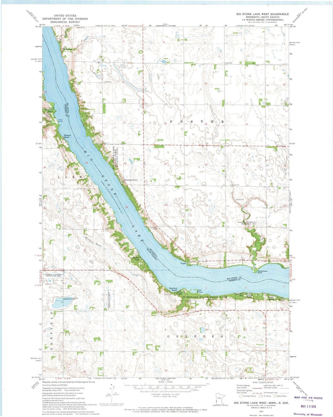 1971 Big Stone Lake West, MN - Minnesota - USGS Topographic Map