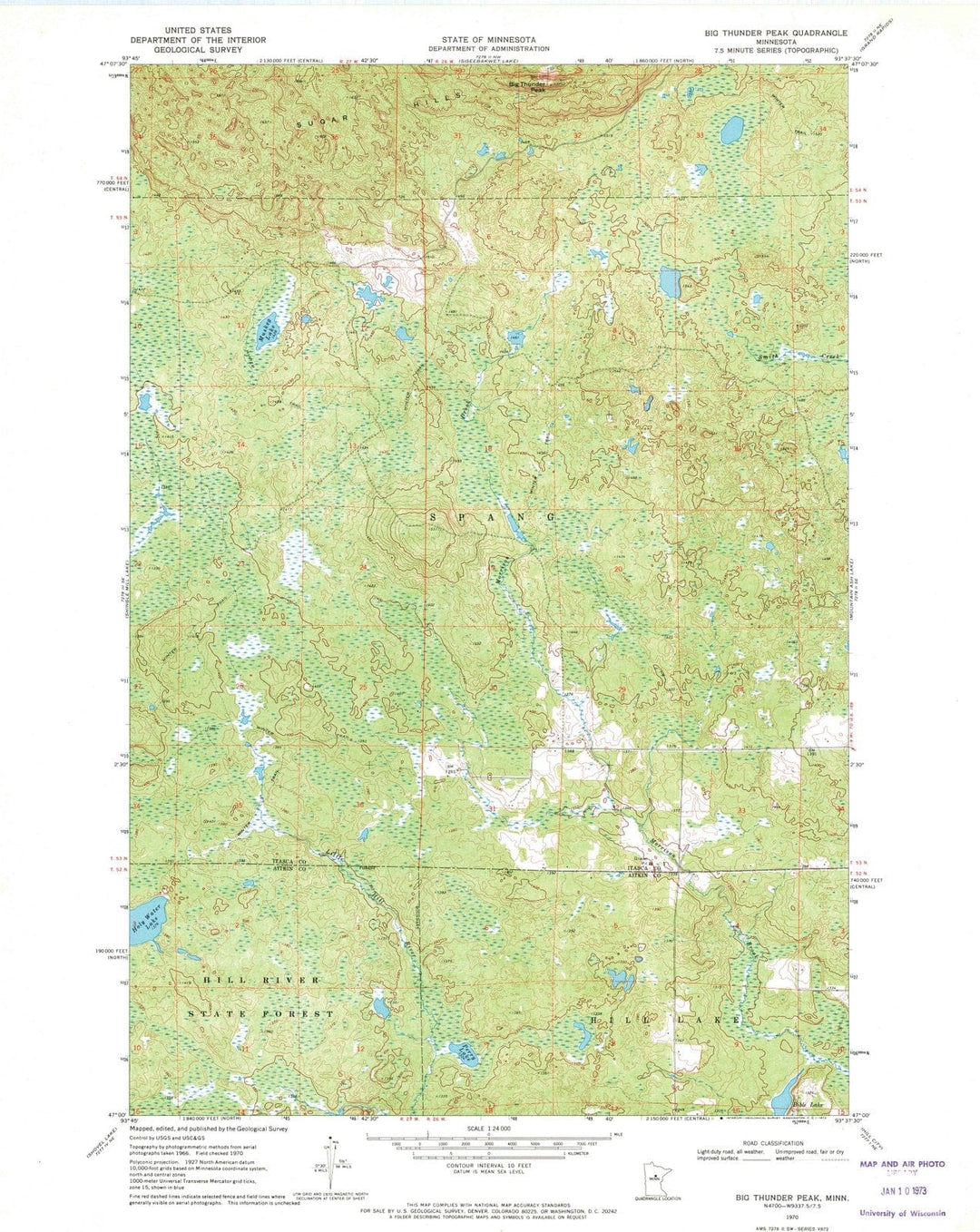 1970 Big Thunder Peak, MN - Minnesota - USGS Topographic Map