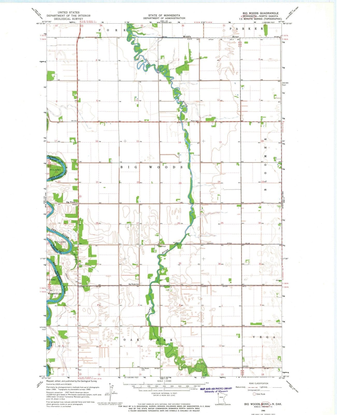 1966 Big Woods, MN - Minnesota - USGS Topographic Map v2