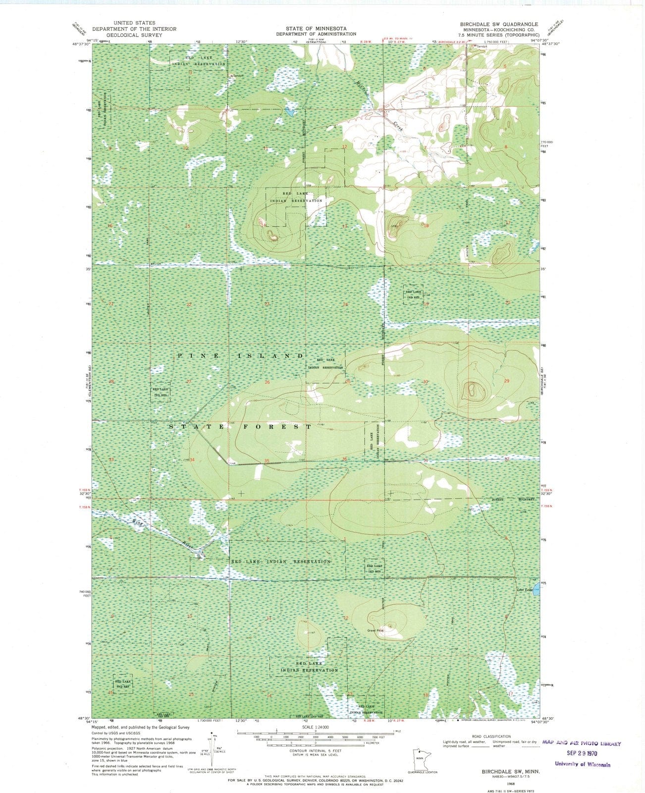 1968 Birchdale, MN - Minnesota - USGS Topographic Map v2