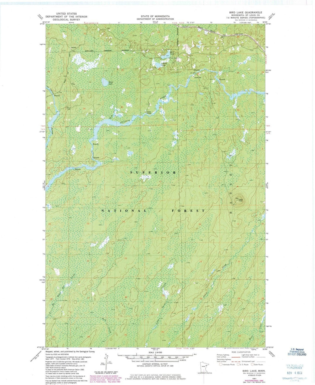 1981 Bird Lake, MN - Minnesota - USGS Topographic Map