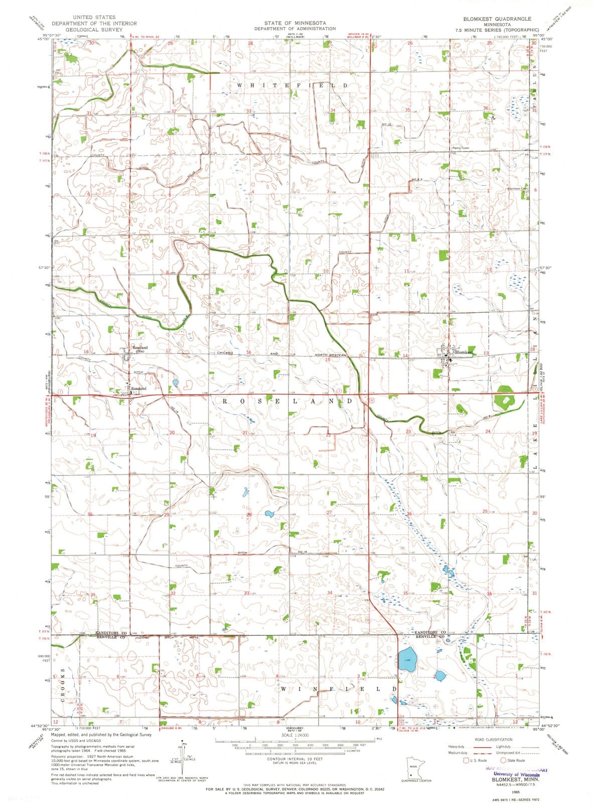 1965 Blomkest, MN - Minnesota - USGS Topographic Map