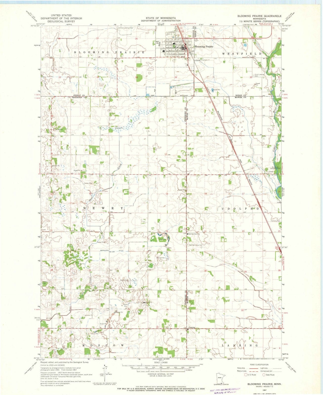 1967 Blooming Prairie, MN - Minnesota - USGS Topographic Map