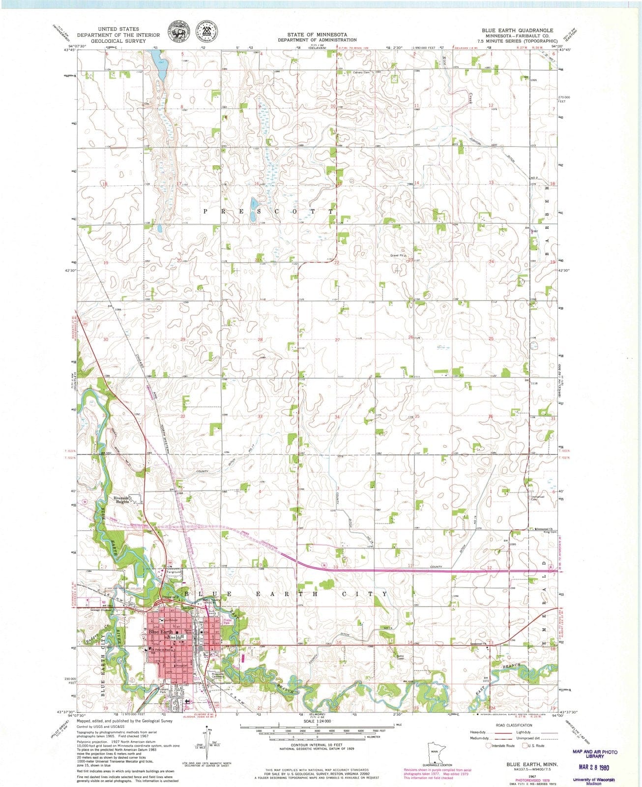 1967 Blue Earth, MN - Minnesota - USGS Topographic Map