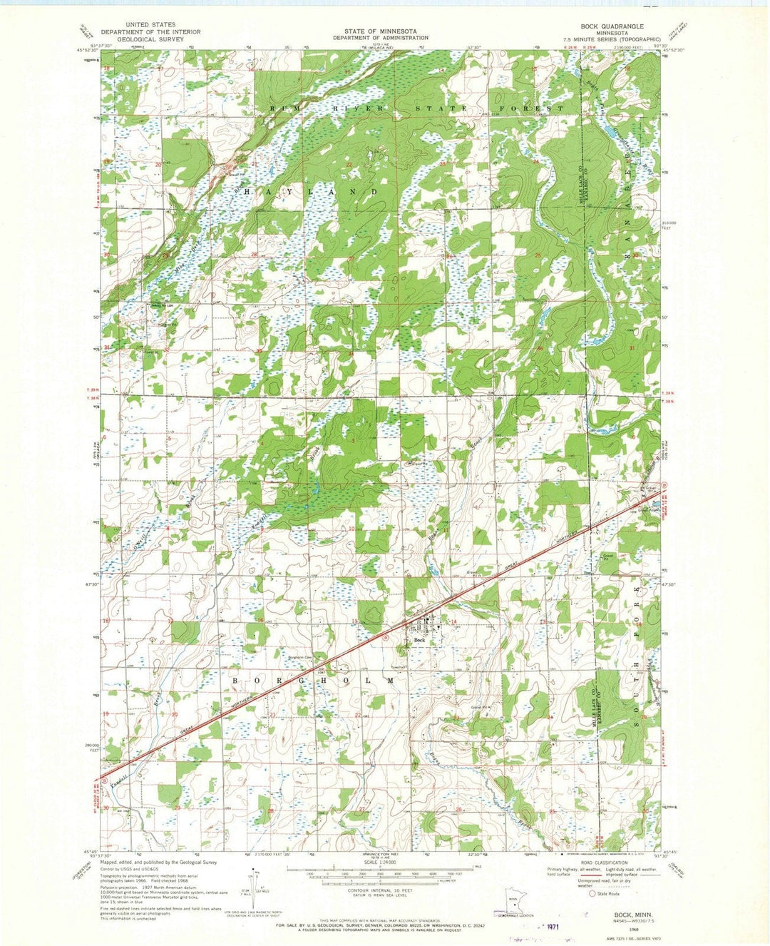 1968 Bock, MN - Minnesota - USGS Topographic Map