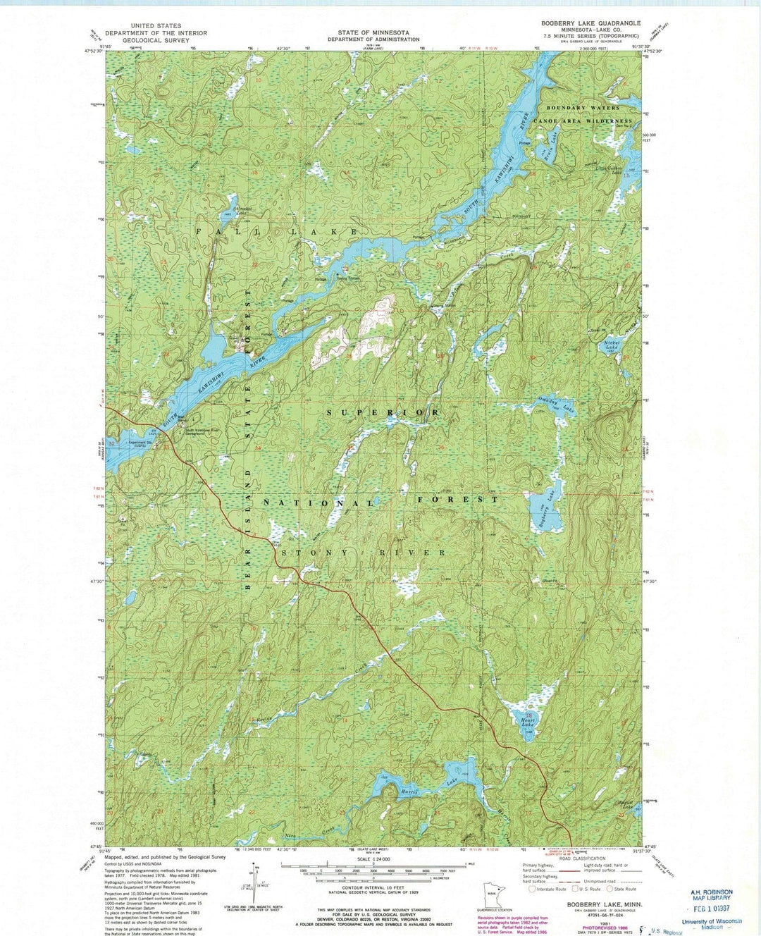 1981 Bogberry Lake, MN - Minnesota - USGS Topographic Map