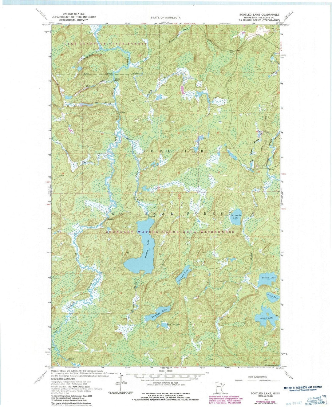 1963 Bootleg Lake, MN - Minnesota - USGS Topographic Map