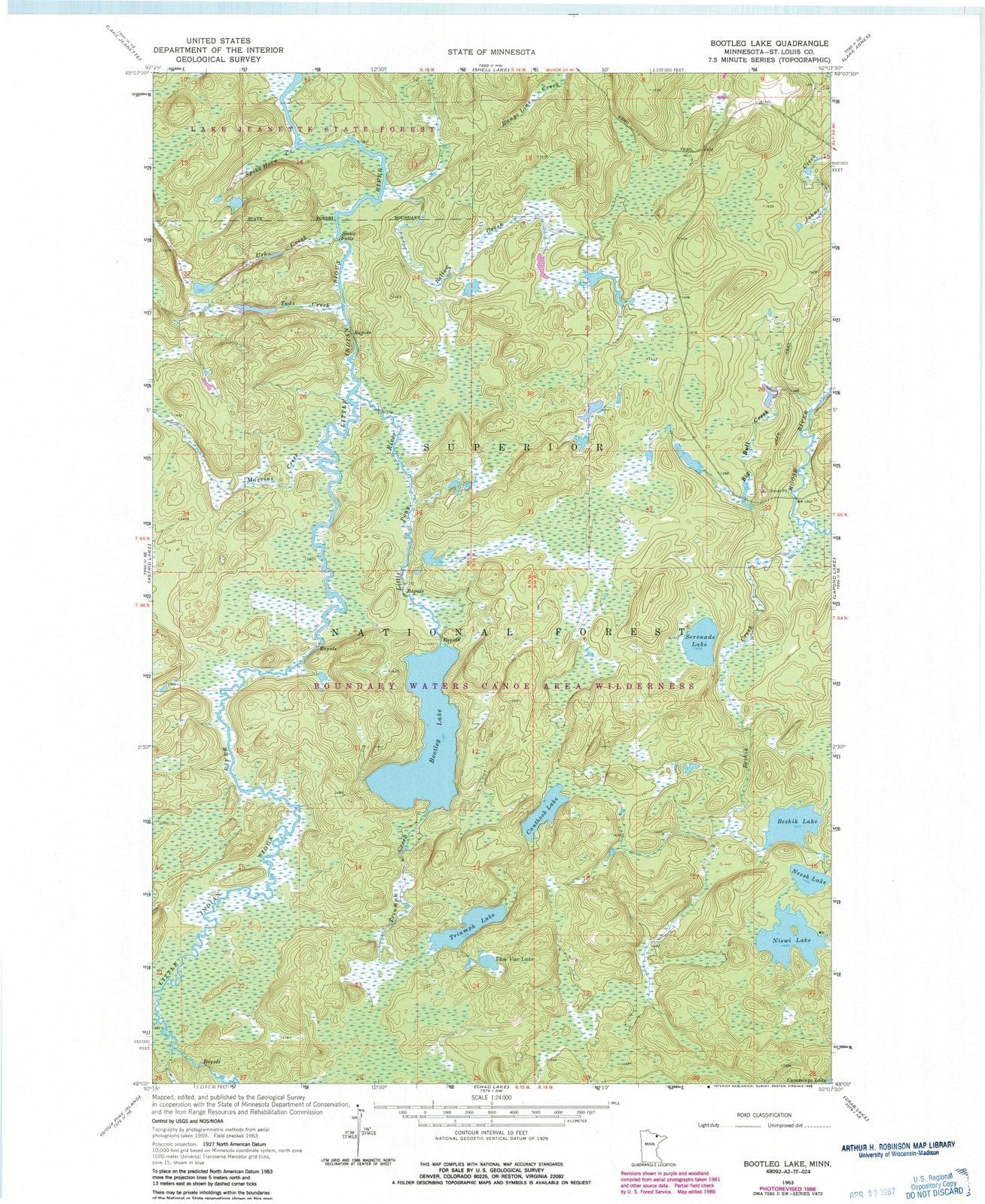 1963 Bootleg Lake, MN - Minnesota - USGS Topographic Map