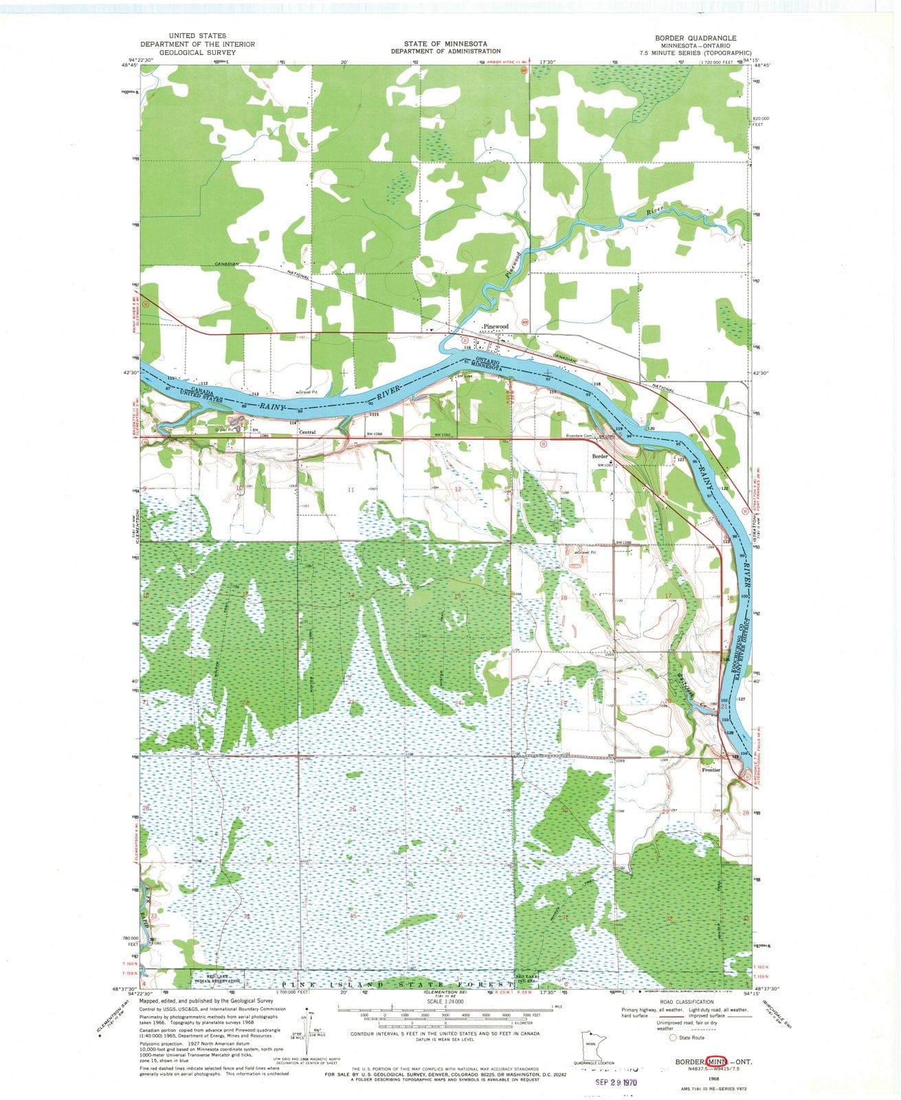 1968 Border, MN - Minnesota - USGS Topographic Map