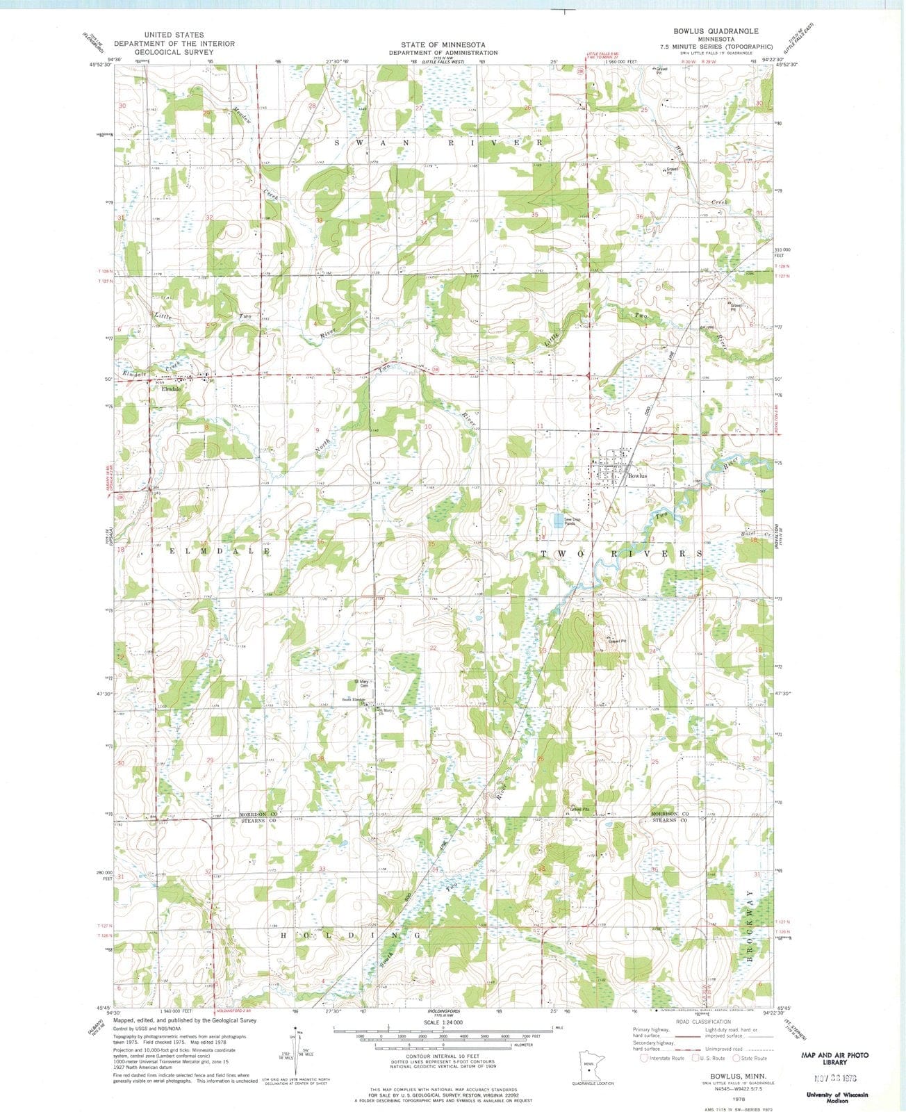 1978 Bowlus, MN - Minnesota - USGS Topographic Map