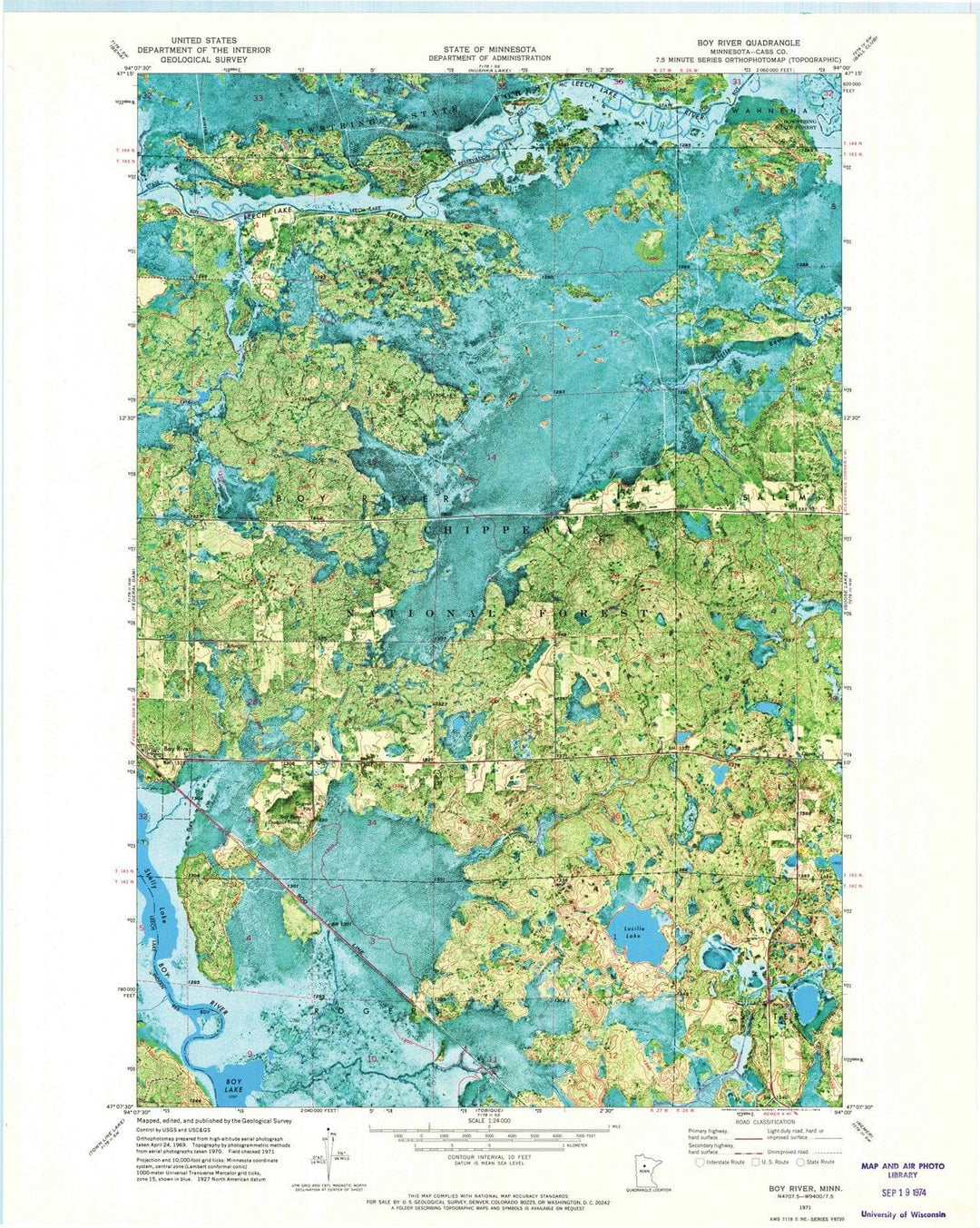 1971 Boy River, MN - Minnesota - USGS Topographic Map