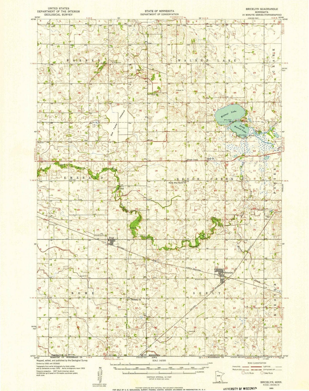 1955 Bricelyn, MN - Minnesota - USGS Topographic Map