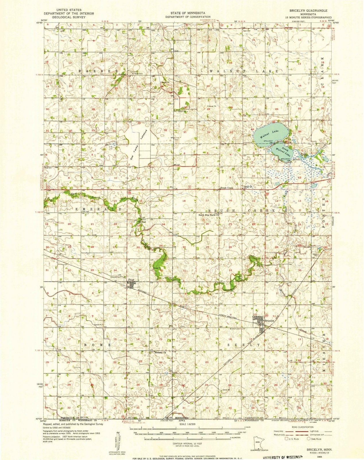 1955 Bricelyn, MN - Minnesota - USGS Topographic Map