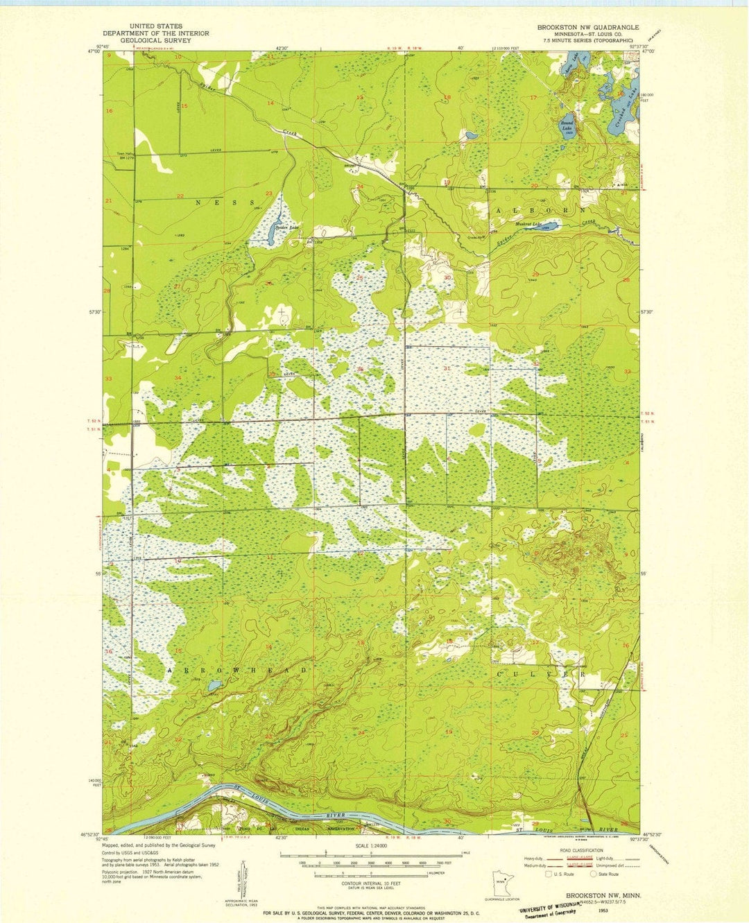 1953 Brookston, MN - Minnesota - USGS Topographic Map