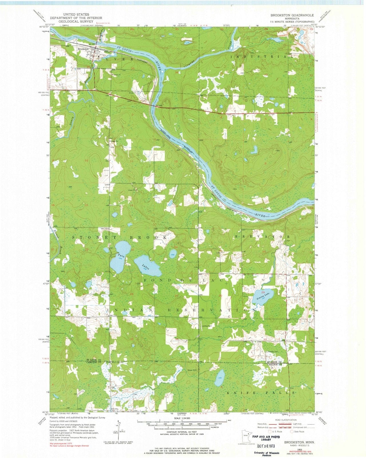 1953 Brookston, MN - Minnesota - USGS Topographic Map v2