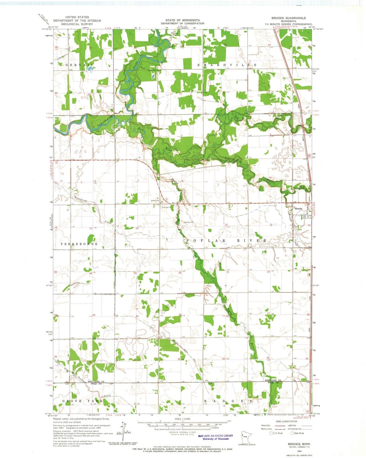 1964 Brooks, MN - Minnesota - USGS Topographic Map