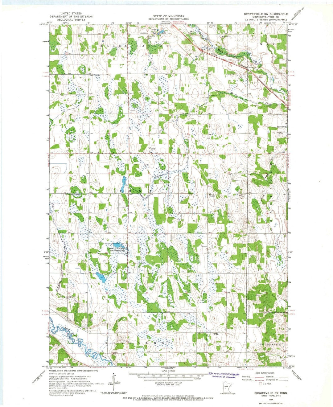 1966 Browerville, MN - Minnesota - USGS Topographic Map v2