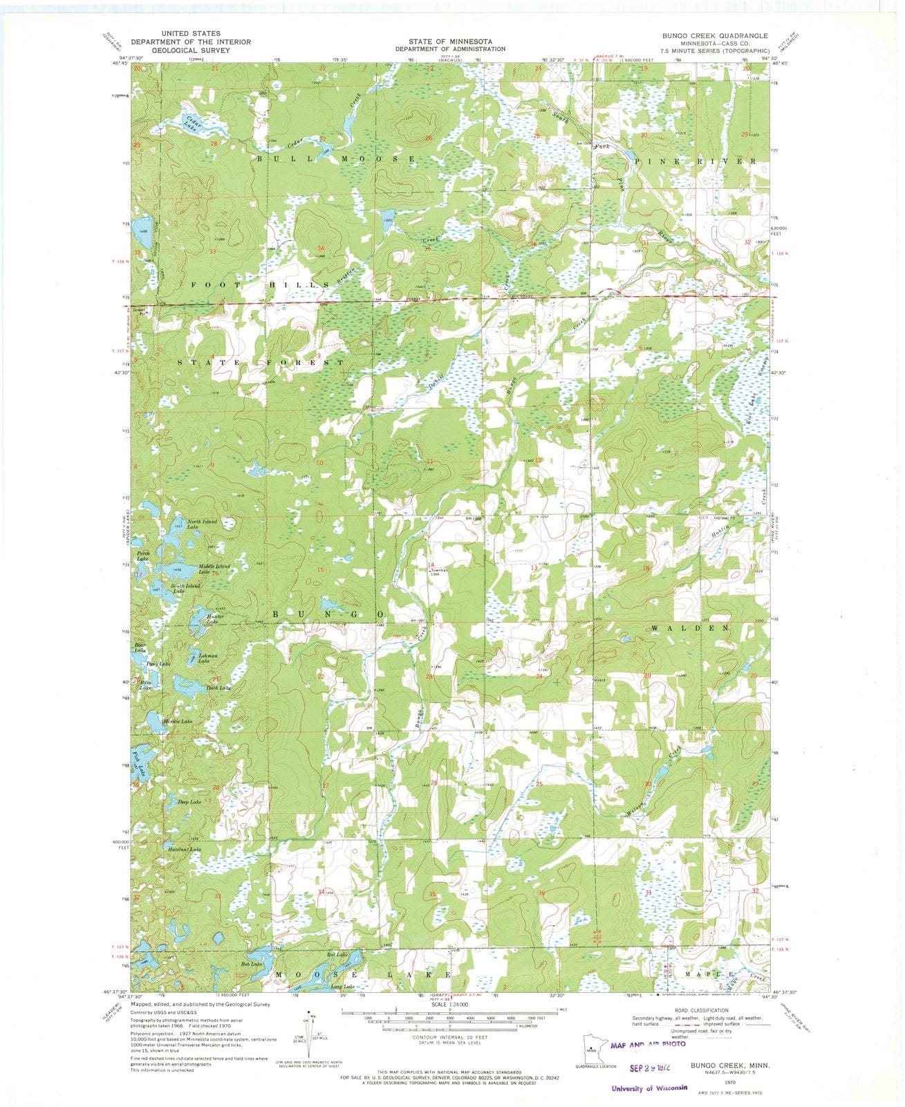 1970 Bungo Creek, MN - Minnesota - USGS Topographic Map