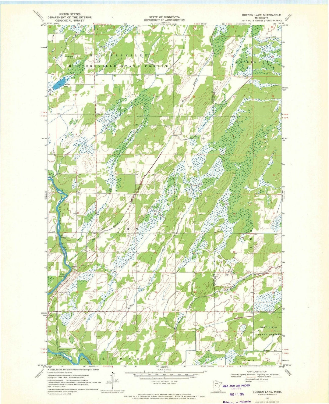 1969 Burgen Lake, MN - Minnesota - USGS Topographic Map