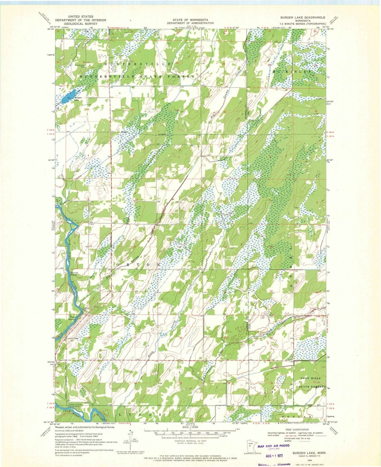 1969 Burgen Lake, MN - Minnesota - USGS Topographic Map