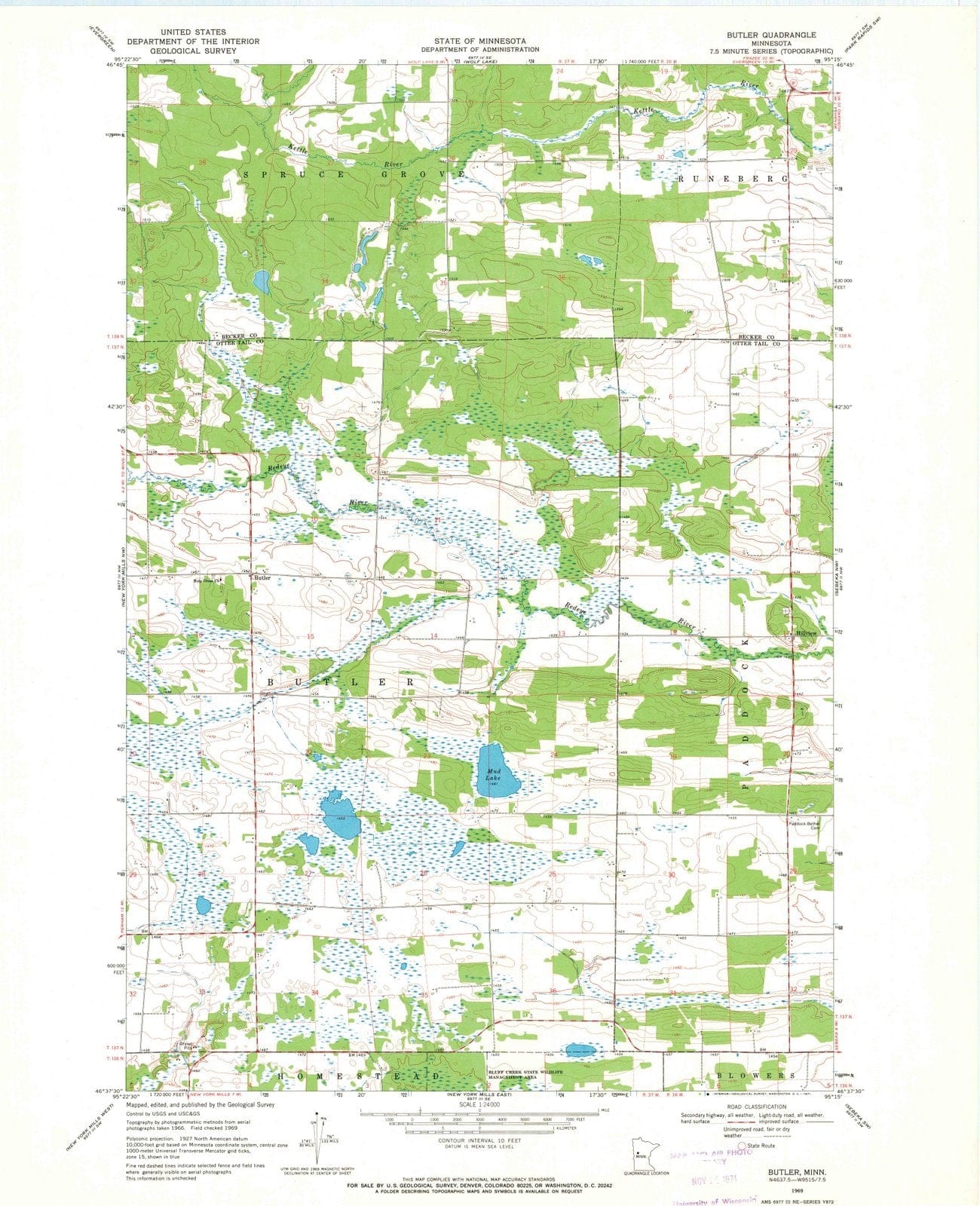 1969 Butler, MN - Minnesota - USGS Topographic Map