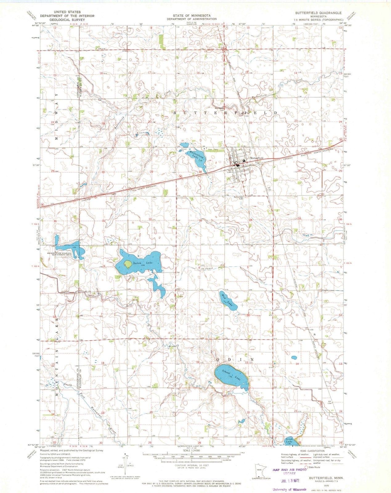 1970 Butterfield, MN - Minnesota - USGS Topographic Map