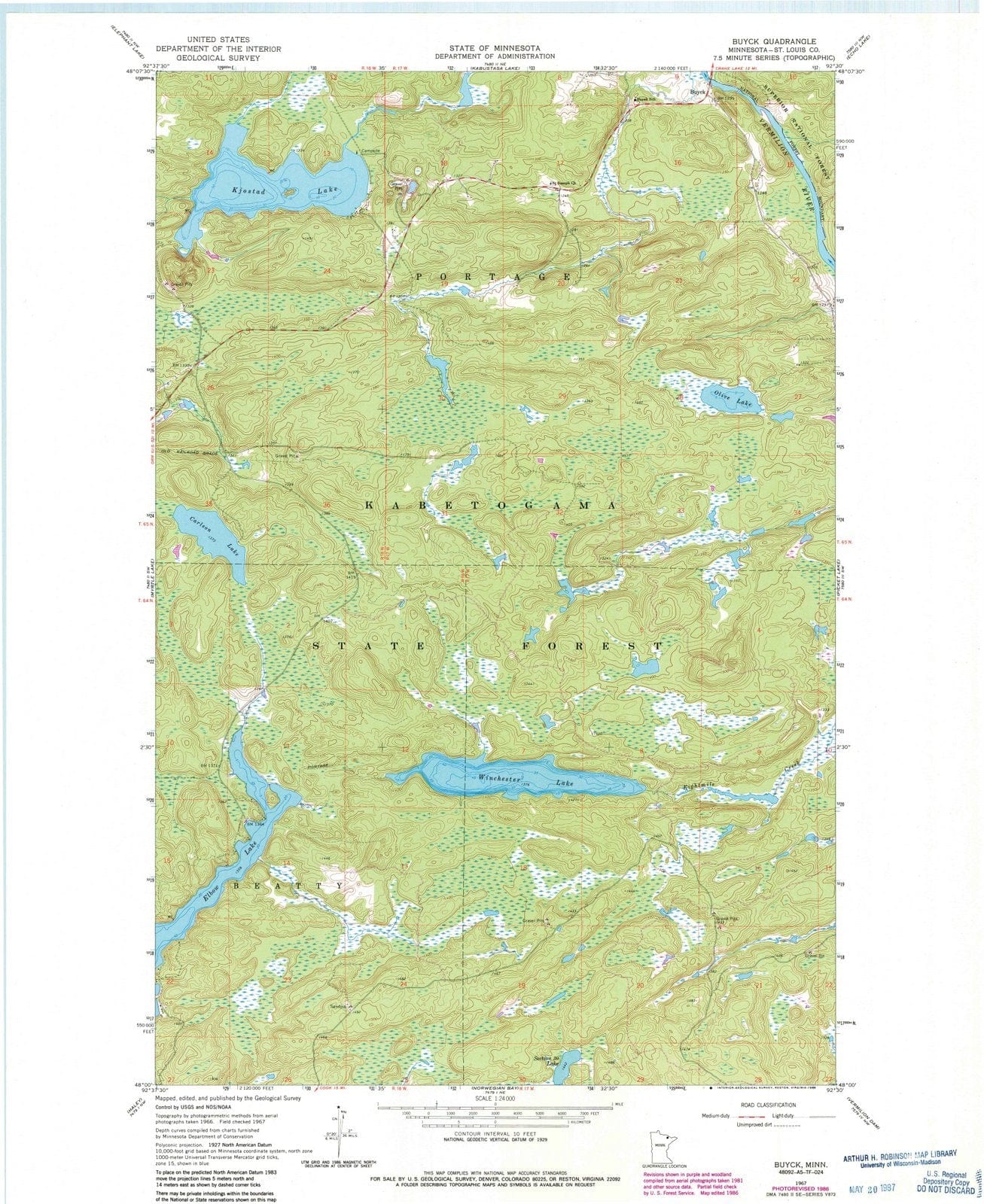 1967 Buyck, MN - Minnesota - USGS Topographic Map