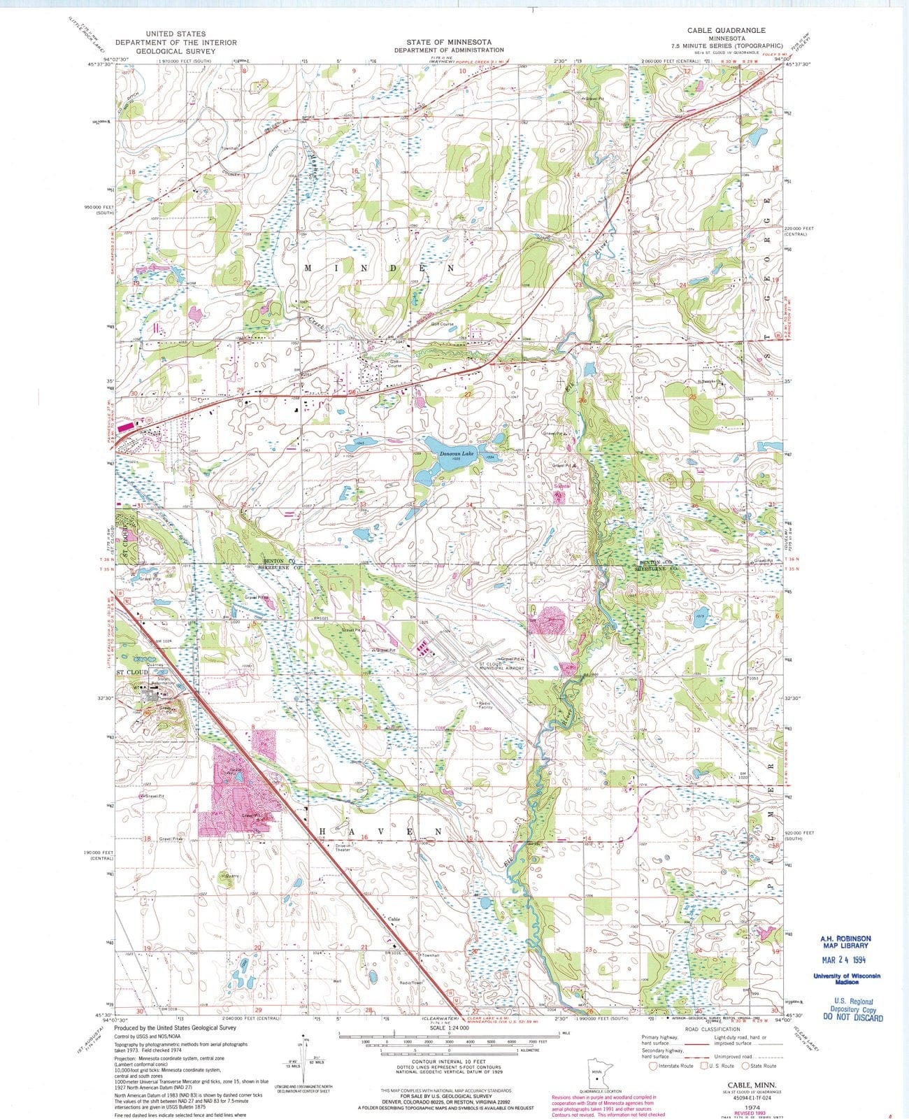 1974 Cable, MN - Minnesota - USGS Topographic Map