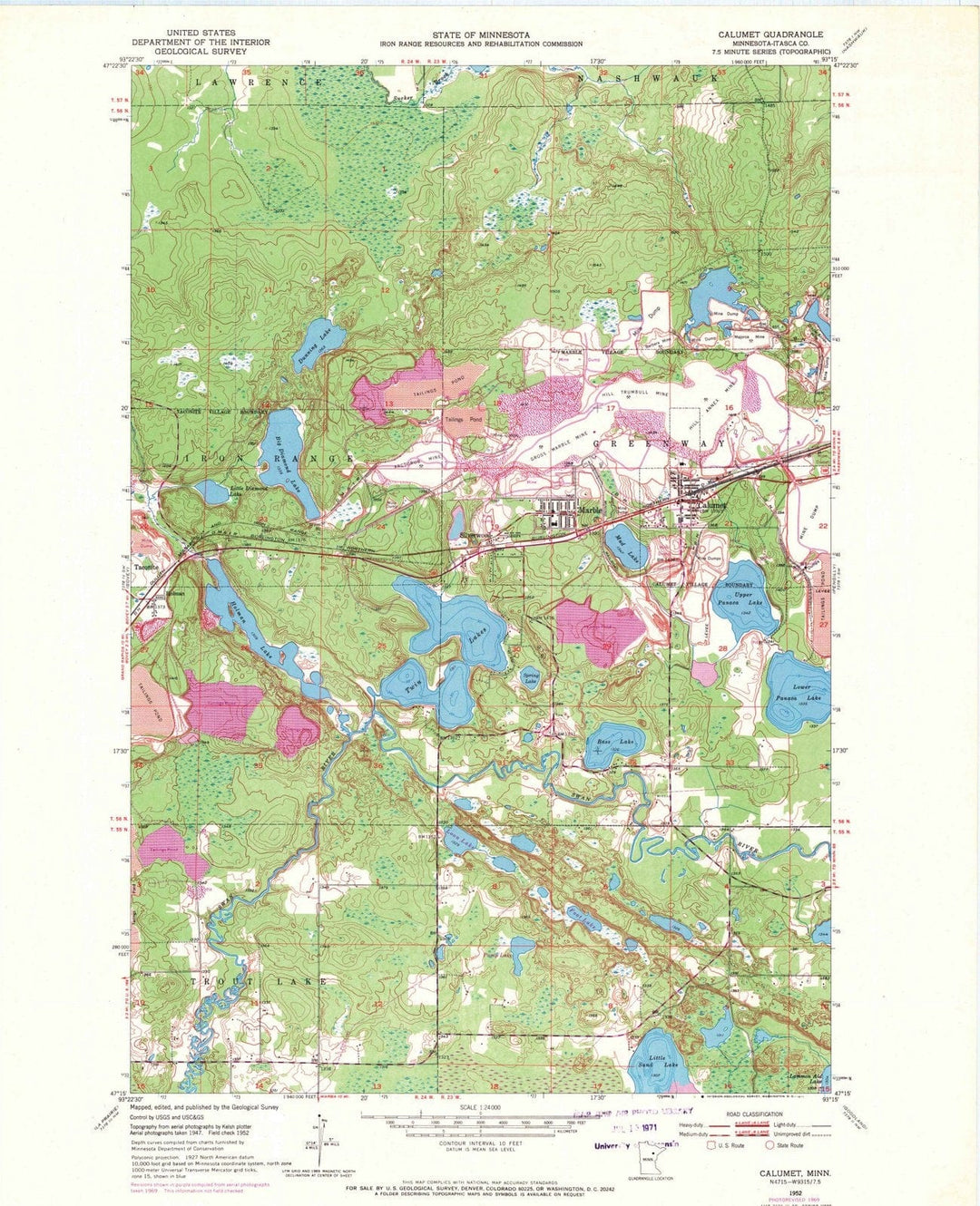 1952 Calumet, MN - Minnesota - USGS Topographic Map