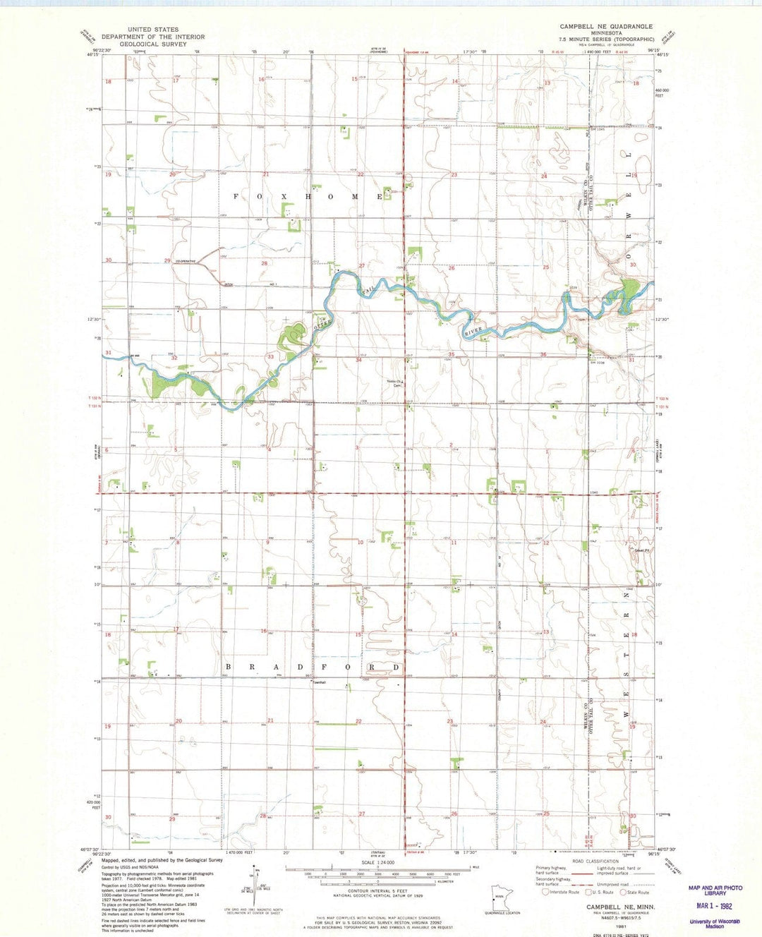 1981 Campbell, MN - Minnesota - USGS Topographic Map