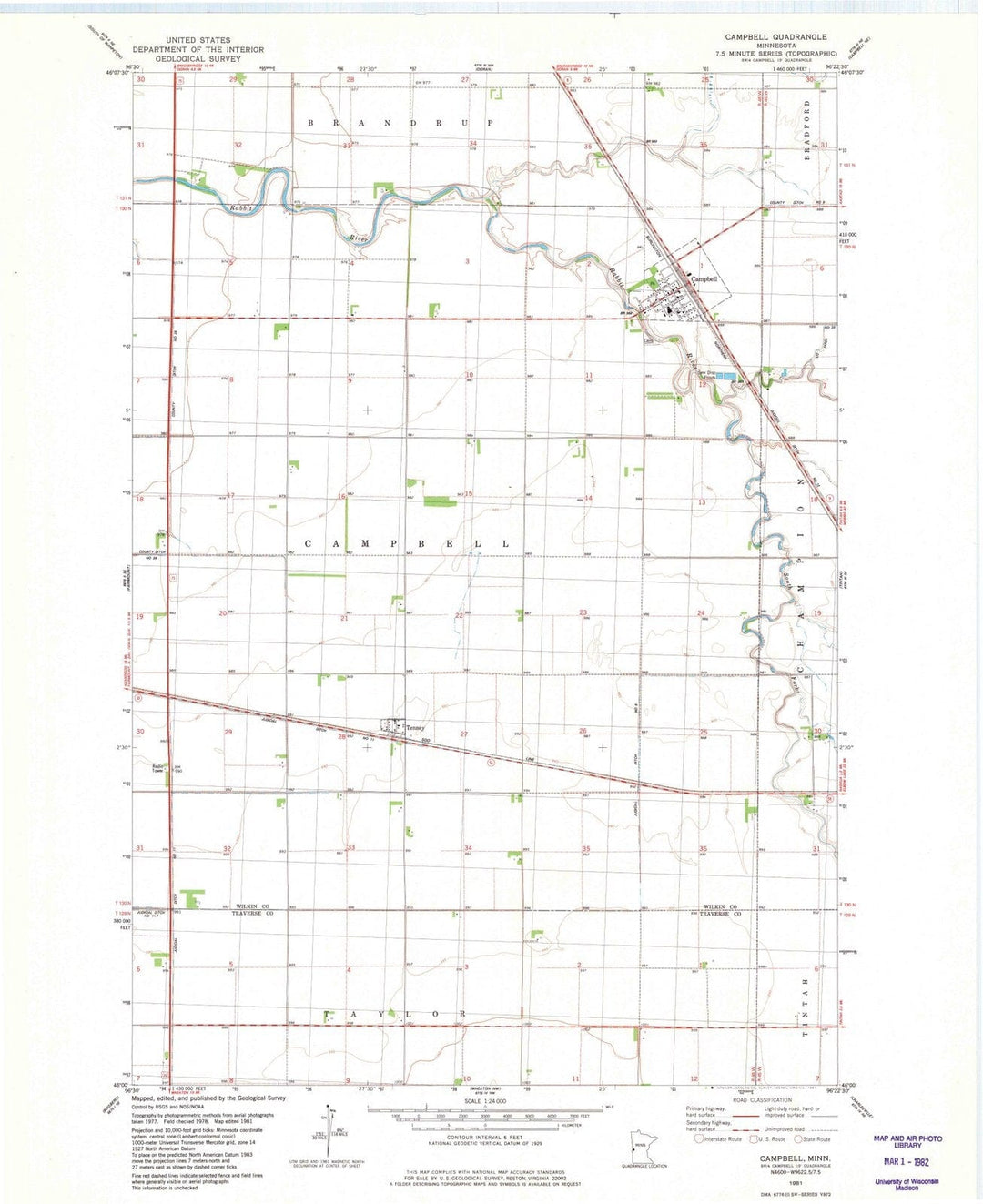 1981 Campbell, MN - Minnesota - USGS Topographic Map v2