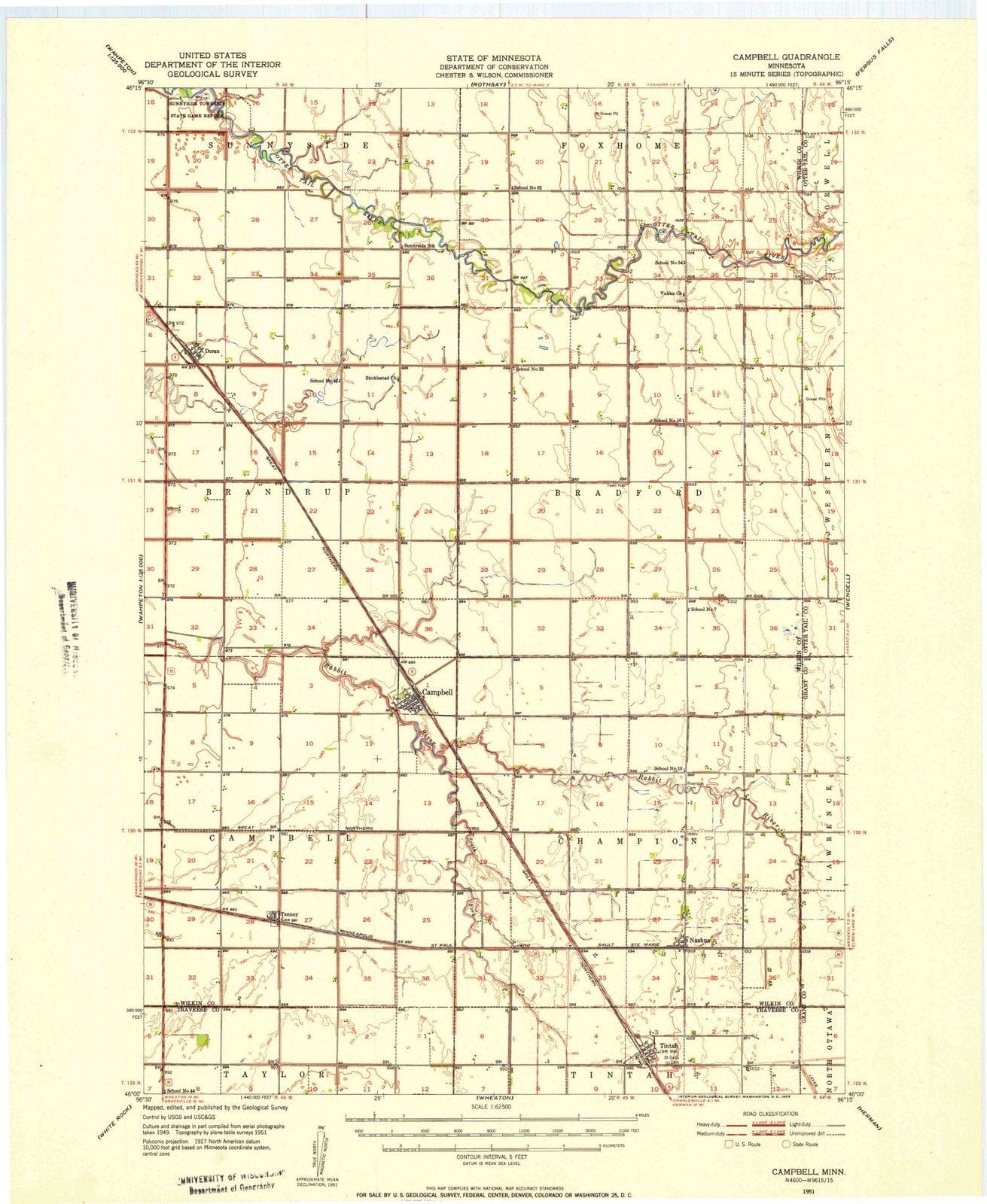 1951 Campbell, MN - Minnesota - USGS Topographic Map