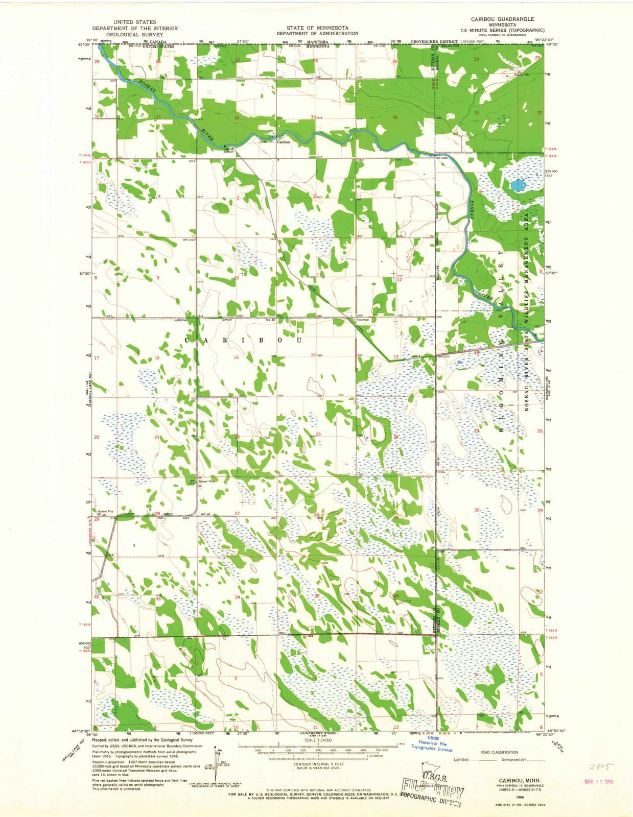 1966 Caribou, MN - Minnesota - USGS Topographic Map v2