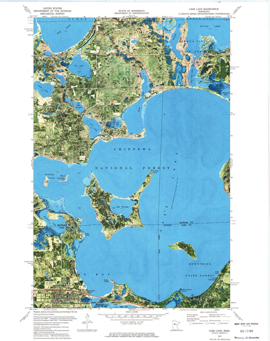 1972 Cass Lake, MN - Minnesota - USGS Topographic Map