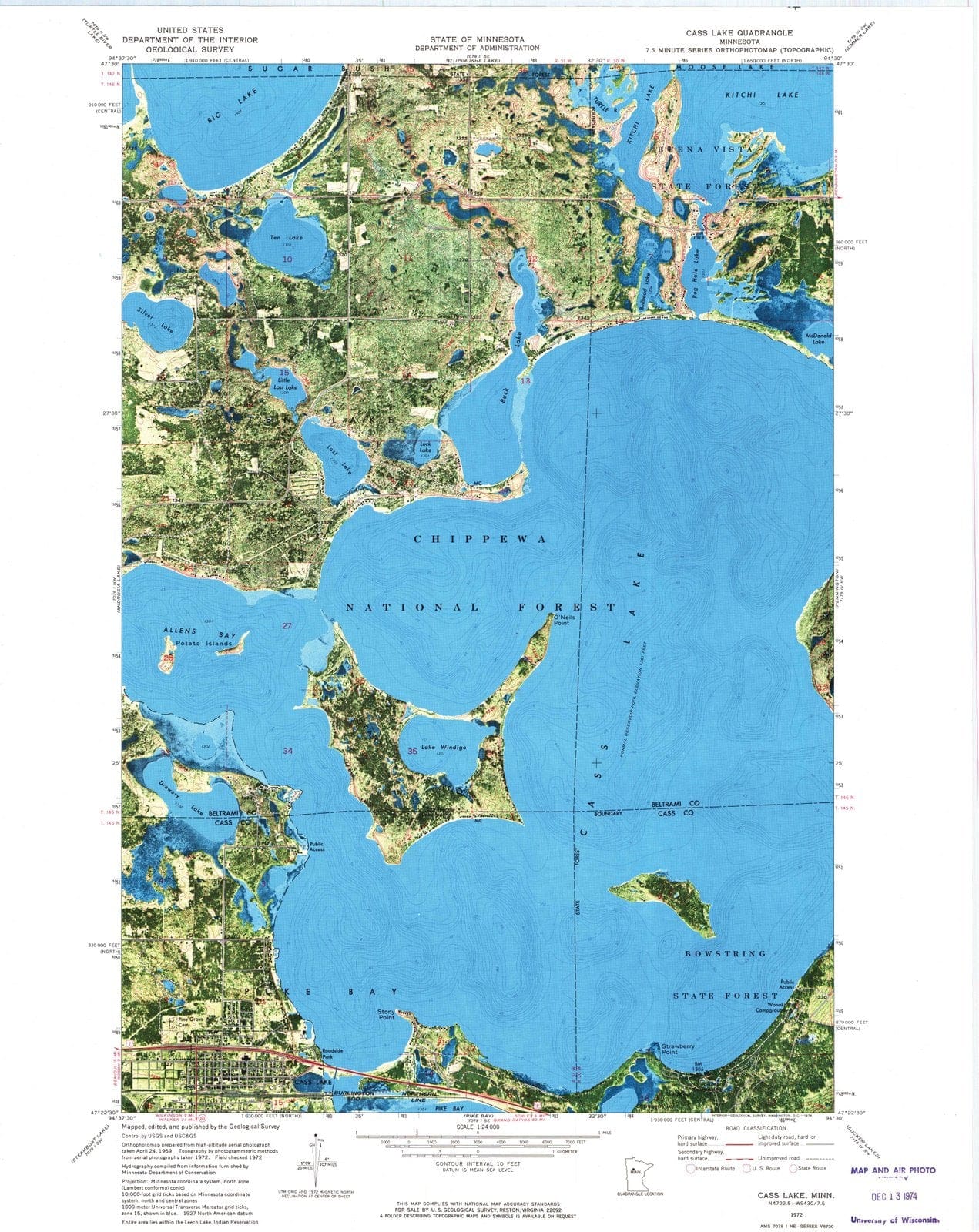 1972 Cass Lake, MN - Minnesota - USGS Topographic Map