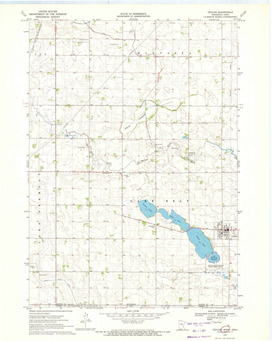 1970 Ceylon, MN - Minnesota - USGS Topographic Map