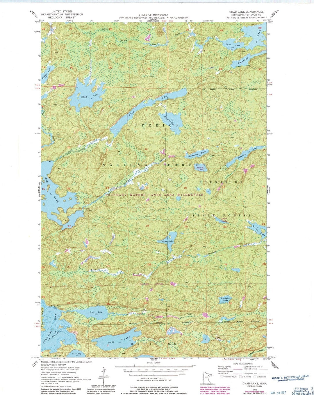 1956 Chad Lake, MN - Minnesota - USGS Topographic Map