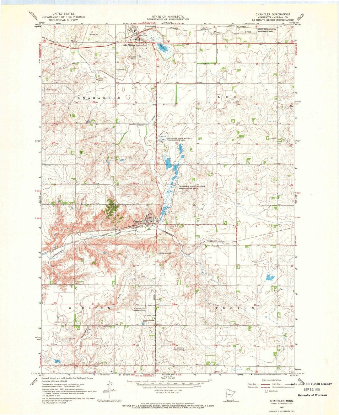 1967 Chandler, MN - Minnesota - USGS Topographic Map