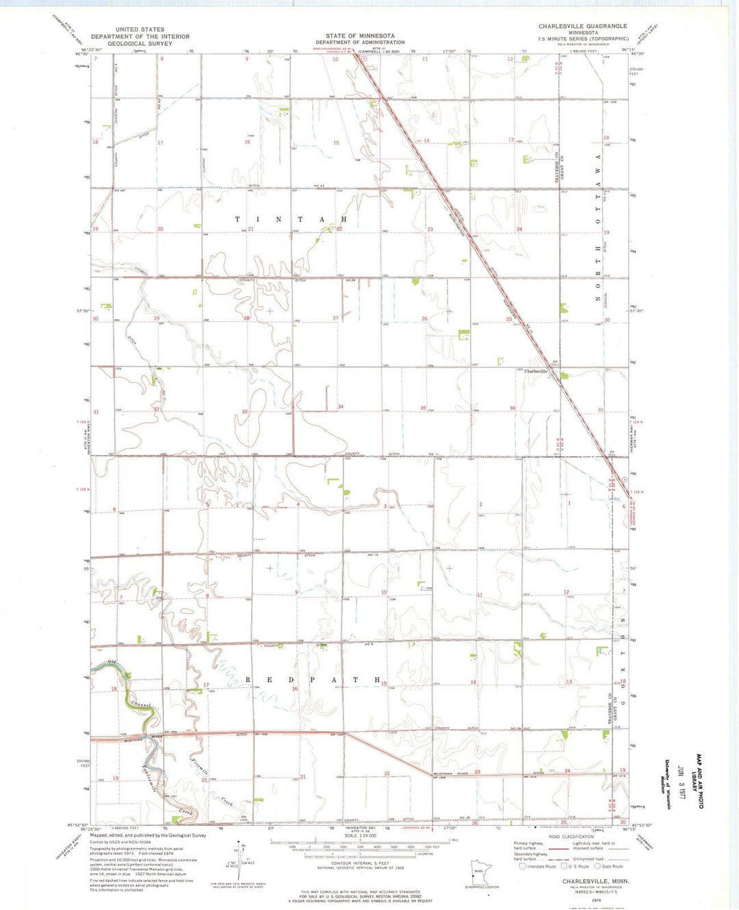 1974 Charlesville, MN - Minnesota - USGS Topographic Map