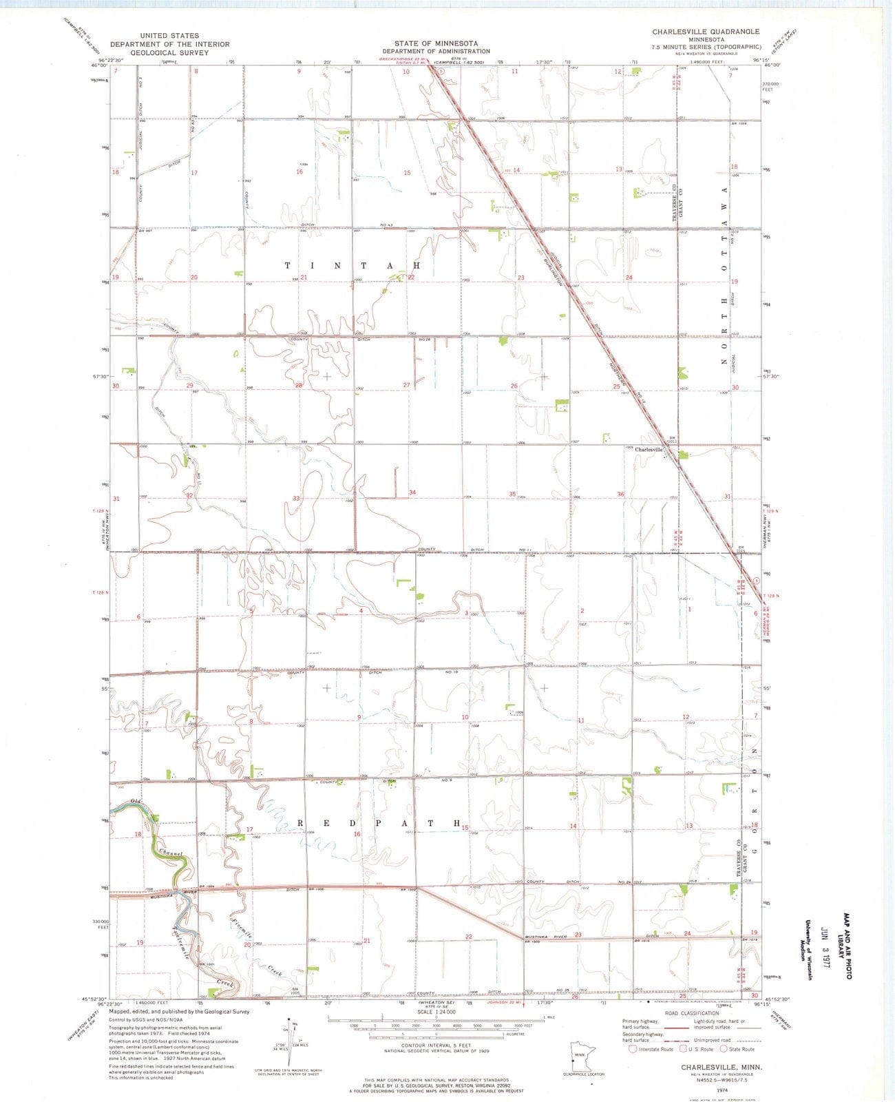 1974 Charlesville, MN - Minnesota - USGS Topographic Map