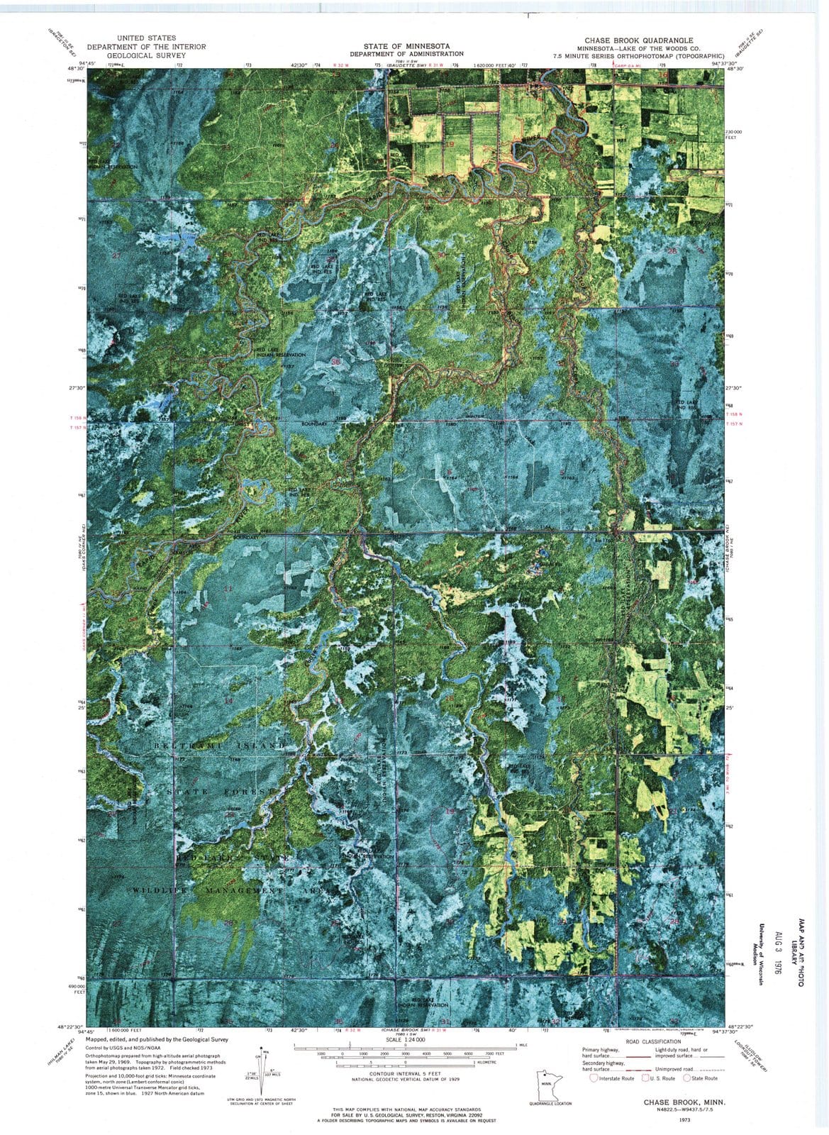 1973 Chase Brook, MN - Minnesota - USGS Topographic Map v3