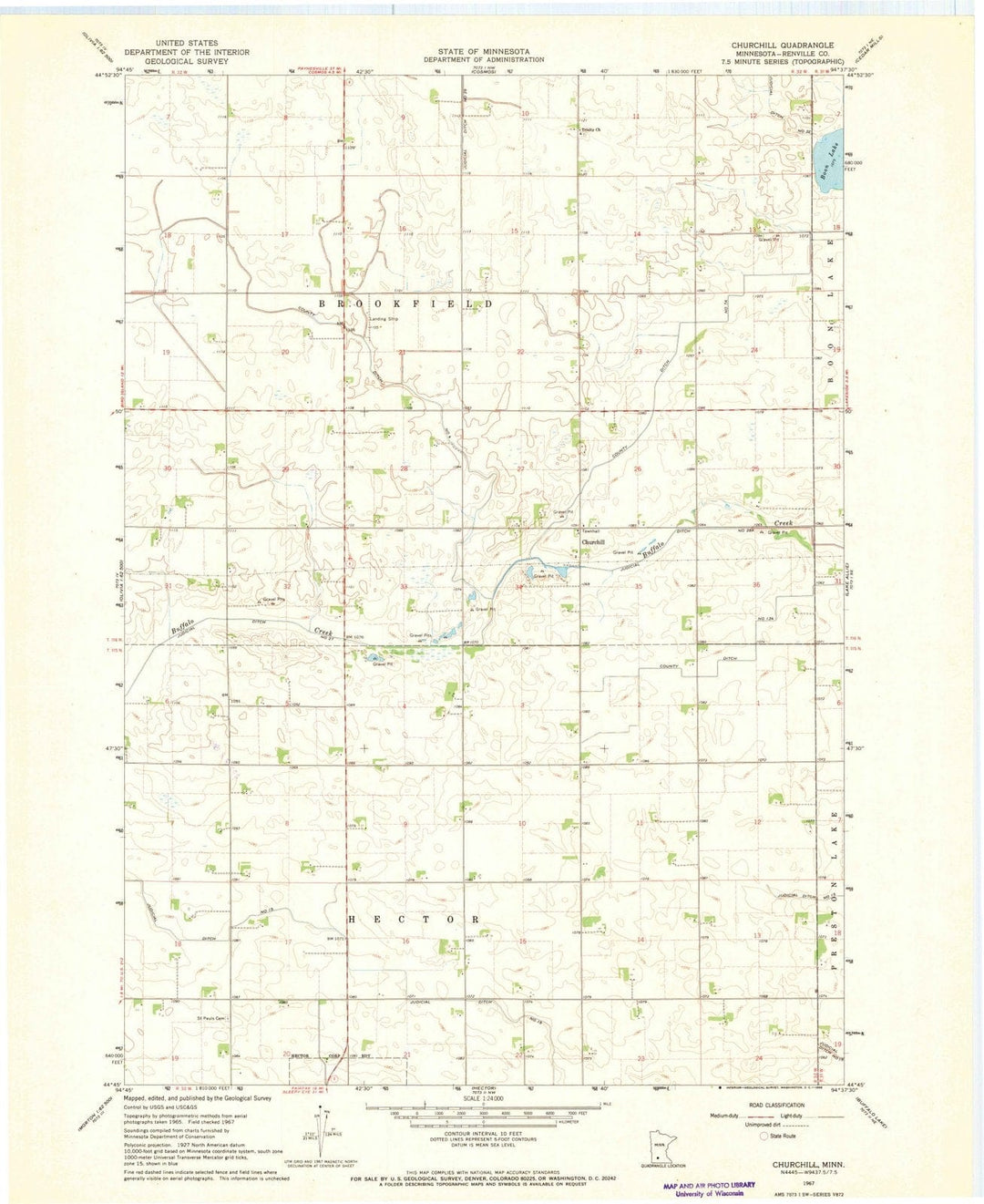 1967 Churchill, MN - Minnesota - USGS Topographic Map