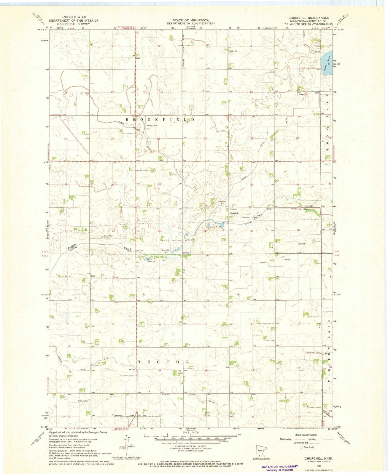 1967 Churchill, MN - Minnesota - USGS Topographic Map